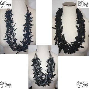 TeeKnot Navy Black Gray Yarn Necklace Scarf